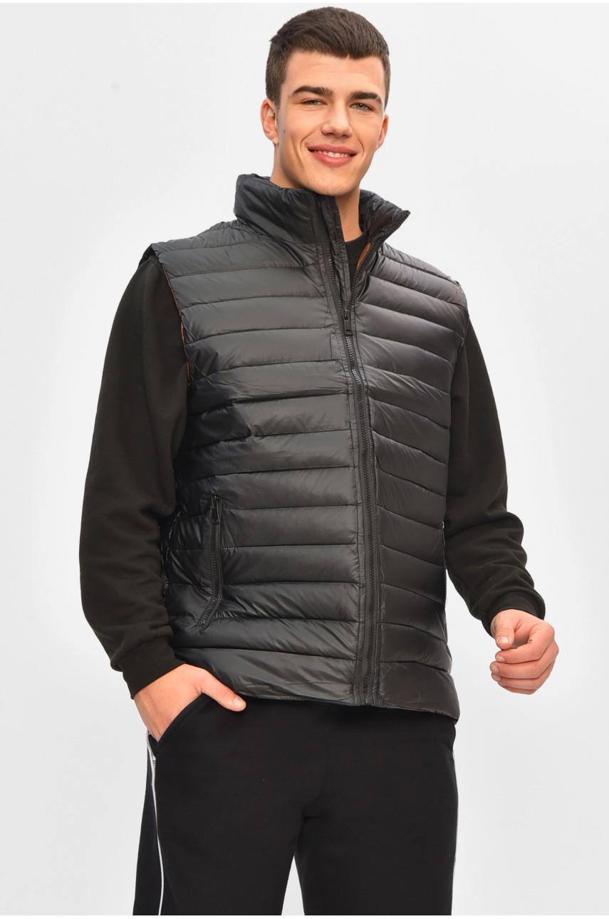 Жилетка мужская демисезонная черного цвета 32-1 207968