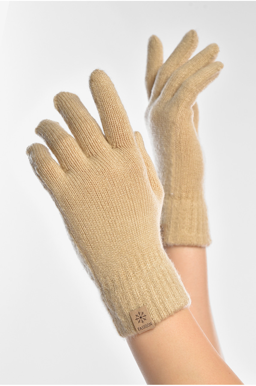 Перчатки женские трикотажные бежевого цвета 3842 208009