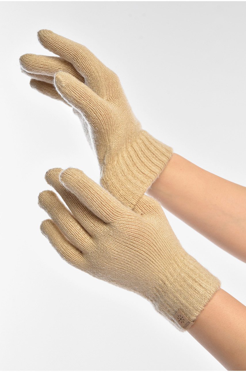 Перчатки женские трикотажные бежевого цвета 3842 208009