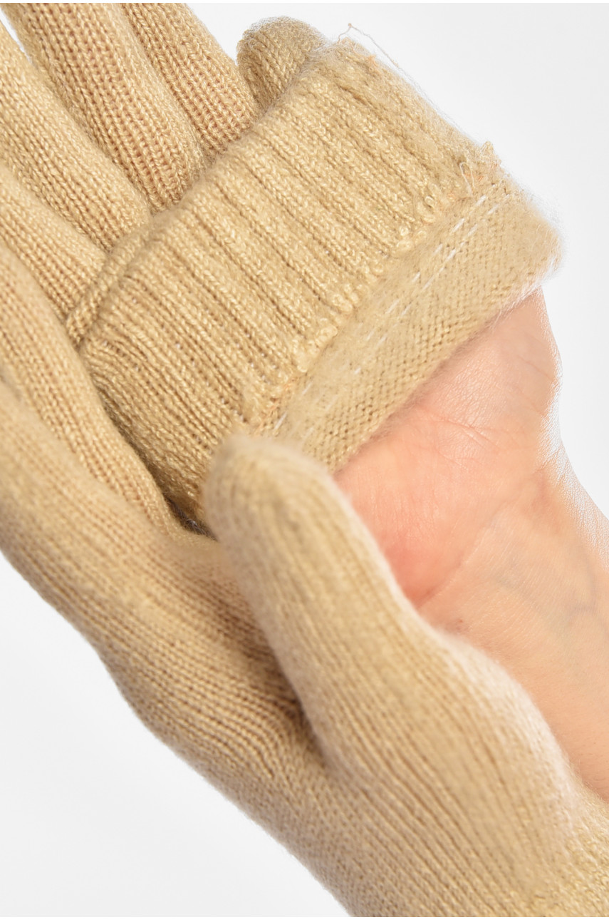 Перчатки женские трикотажные бежевого цвета 3842 208009