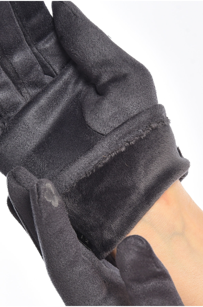 Перчатки женские замшевые на флисе сенсорные тёмно-серого цвета 2-35 208017