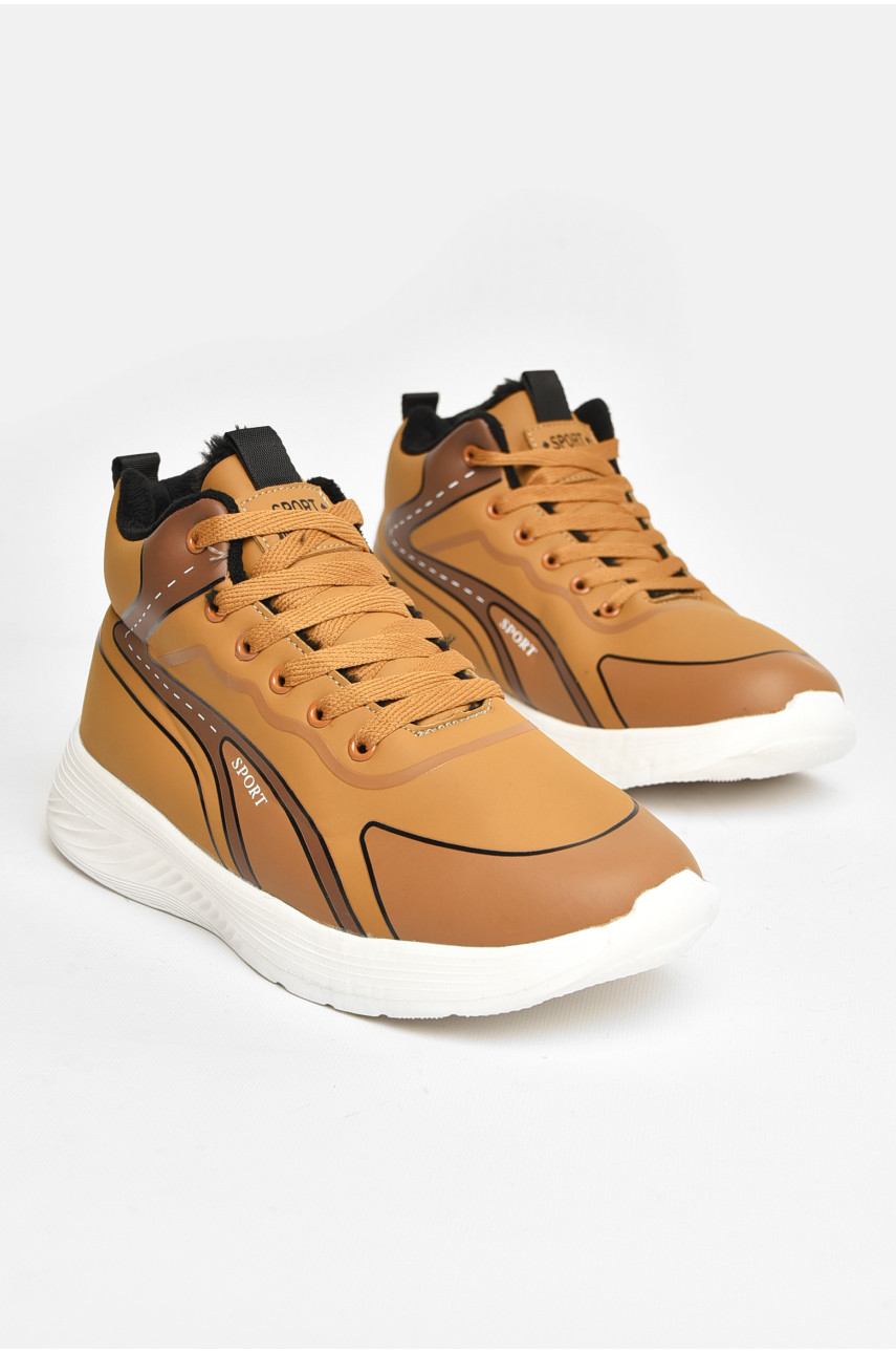 Кроссовки мужские светло-коричневого цвета на меху М 137 208030