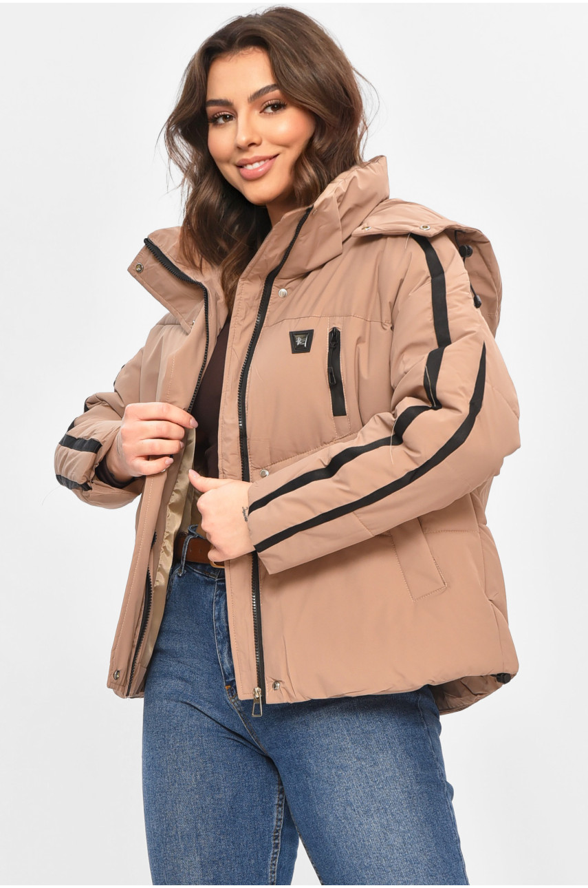 Куртка жіноча демісезонна темно-бежевого кольору 866 208035