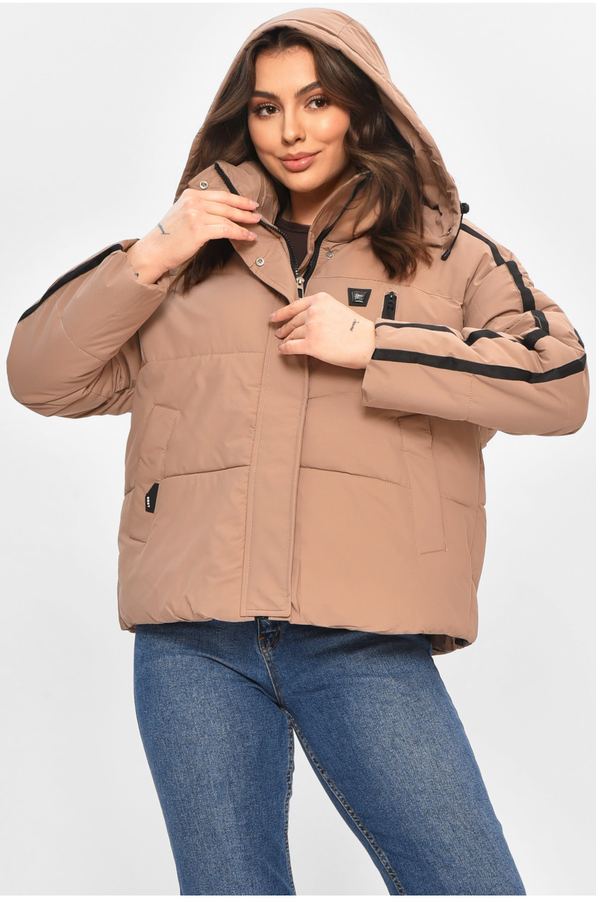 Куртка жіноча демісезонна темно-бежевого кольору 866 208035