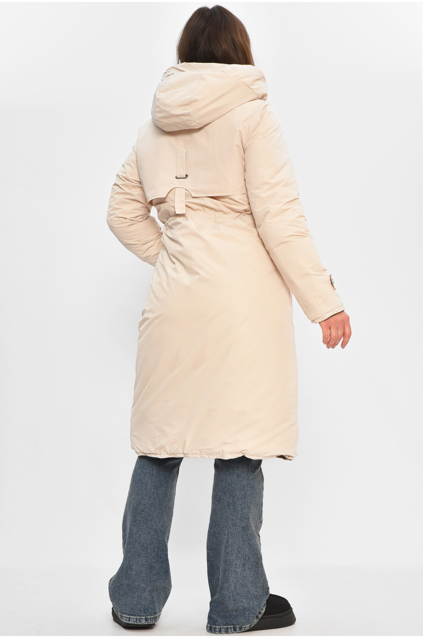 Куртка жіноча подовжена зимова бежевого кольору 24115 208037