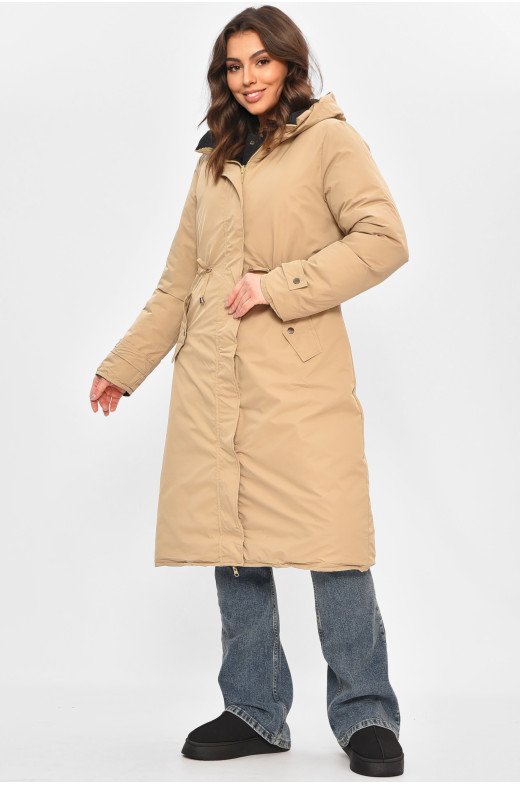 Куртка женская удлиненная зимняя черного цвета 24115 208042