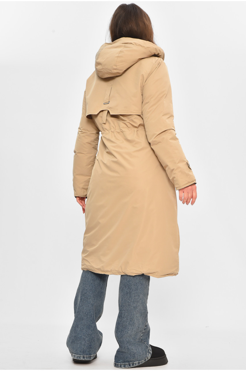 Куртка женская удлиненная зимняя черного цвета 24115 208042