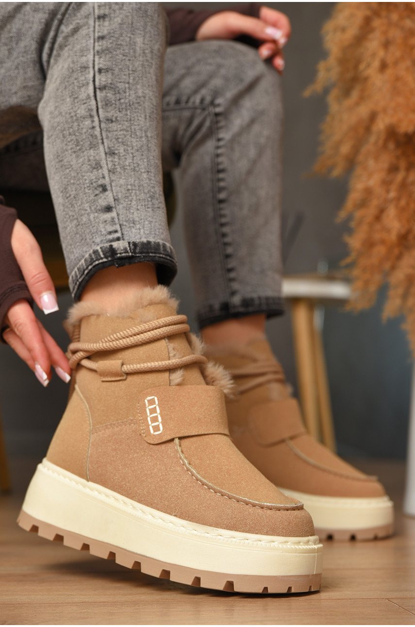 Угги женские на меху бежевого цвета СМ-7 208048