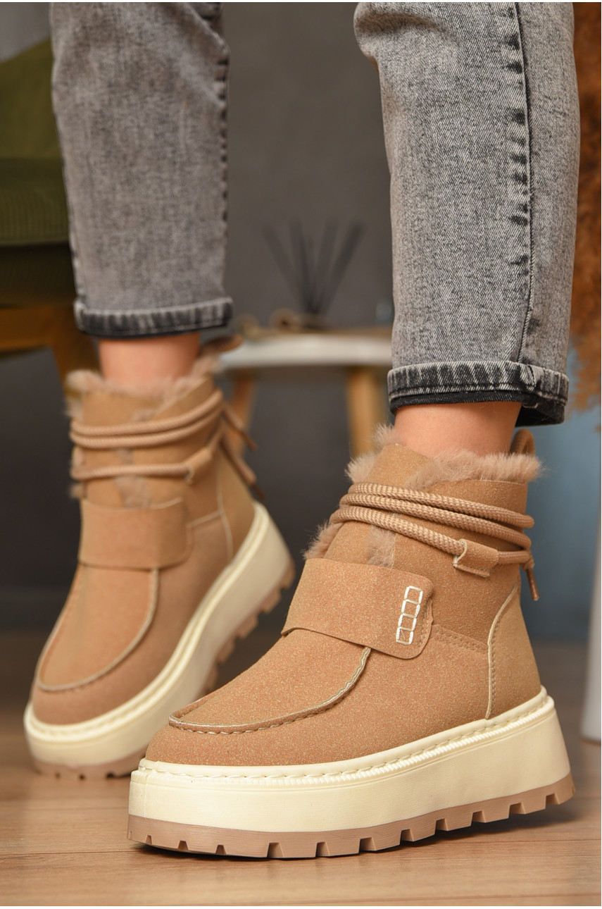 Угги женские на меху бежевого цвета СМ-7 208048