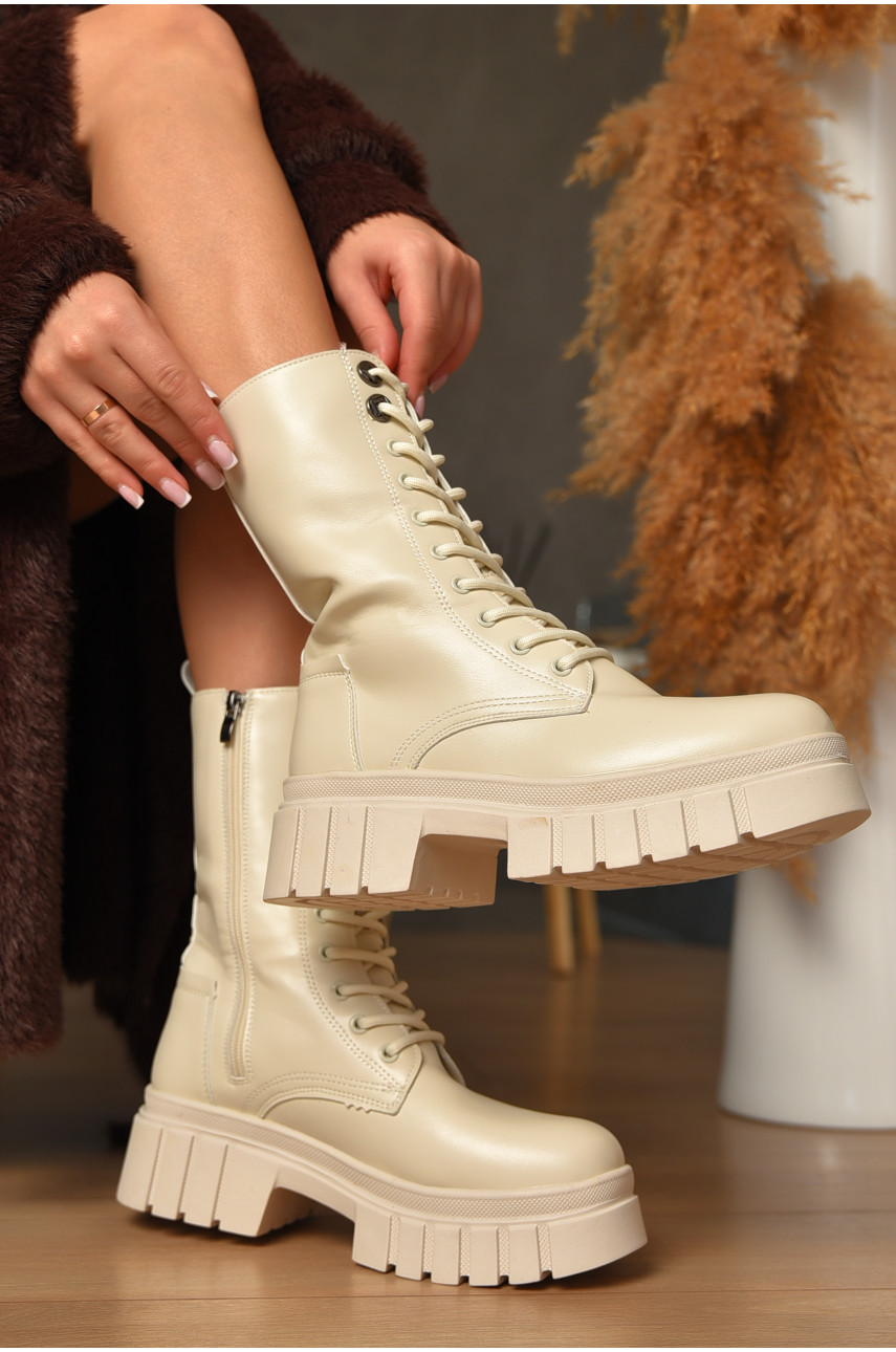 Ботинки женские зимние светло-бежевого цвета F-171 208050