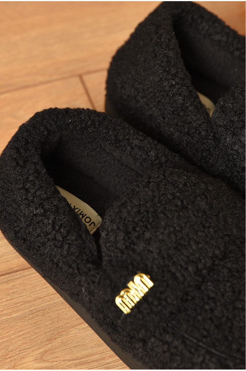 Домашние тапочки женские на меху черного цвета 10240 208056