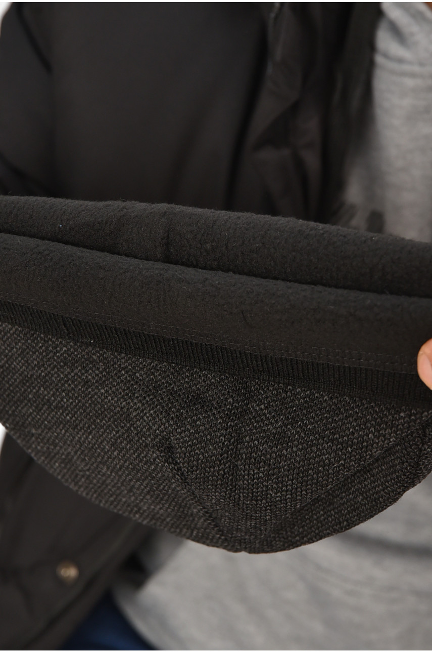 Шапка мужская на флисе темно-серого цвета 208058