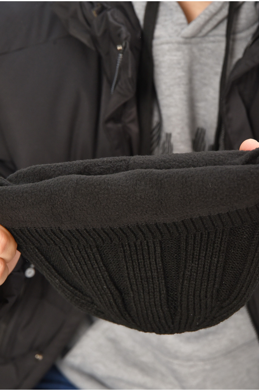 Шапка мужская на флисе черного цвета 208061