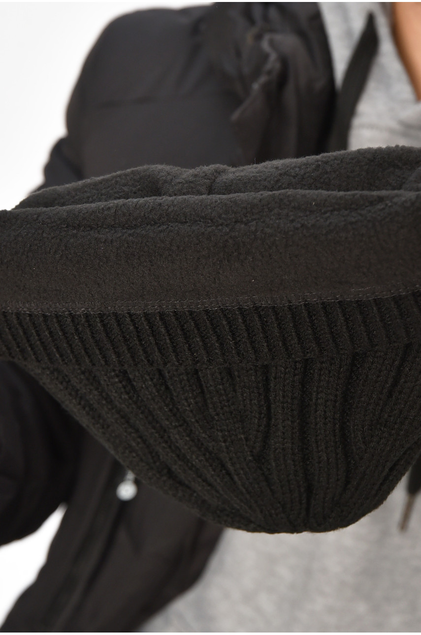 Шапка мужская на флисе черного цвета 208063