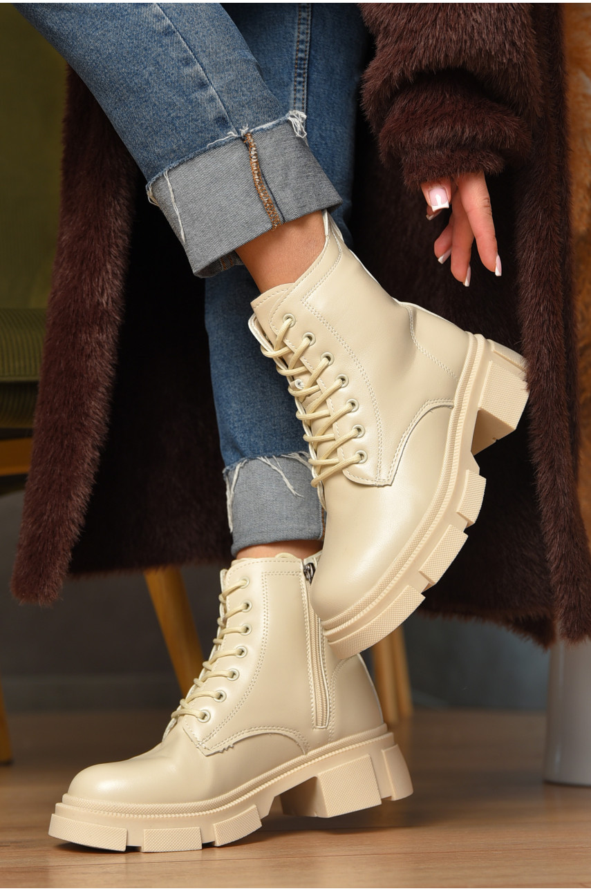 Ботинки женские зимние светло-бежевого цвета F70-2 208076
