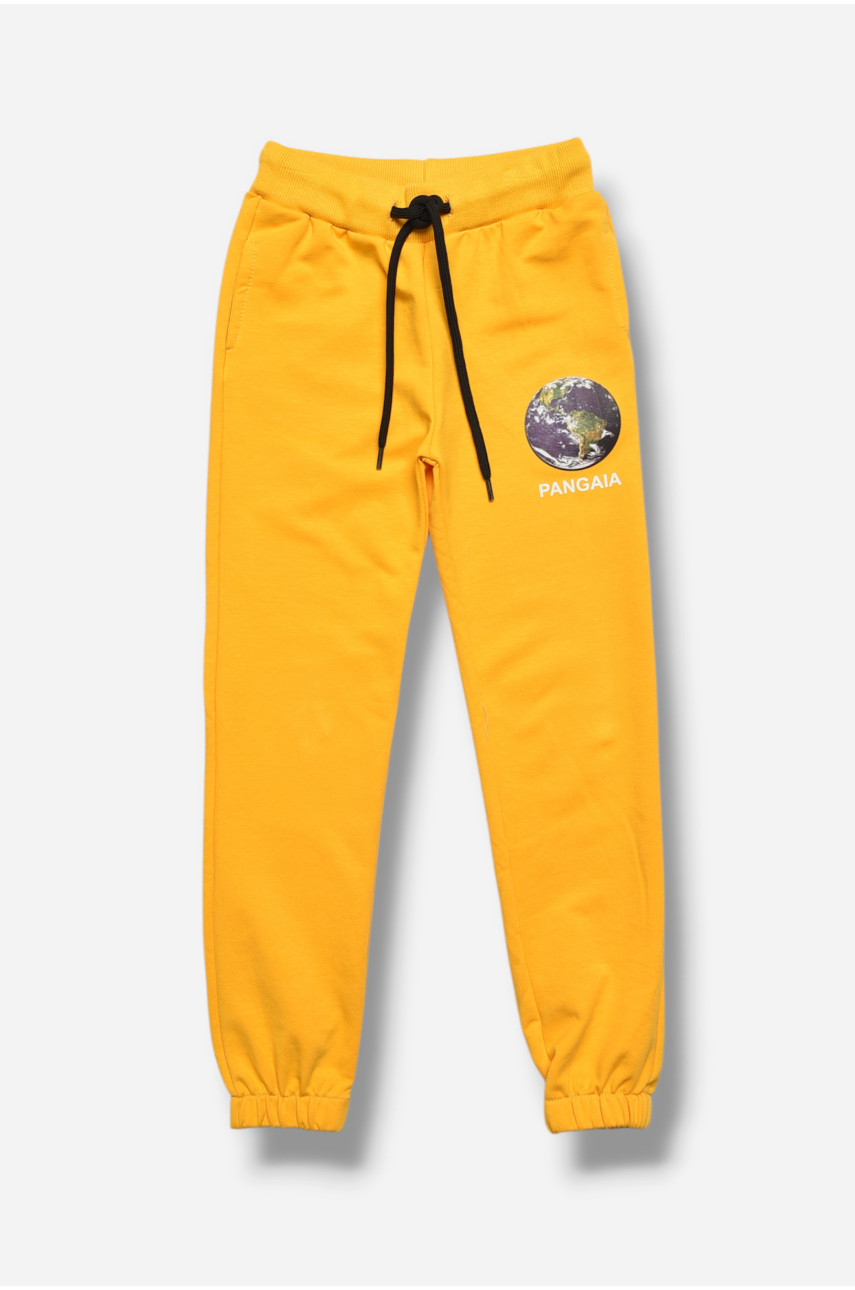 Спортивные штаны для девочки желтого цвета 208078