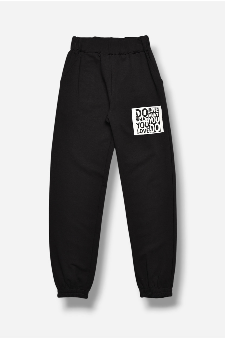 Спортивные штаны для девочки черного цвета 208082