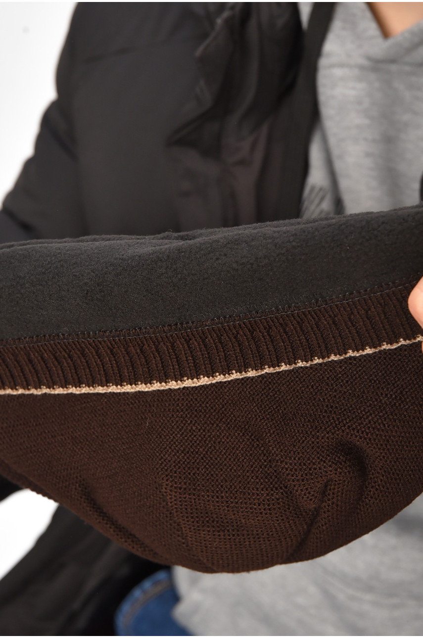 Шапка мужская на флисе коричневого цвета 3051 208087