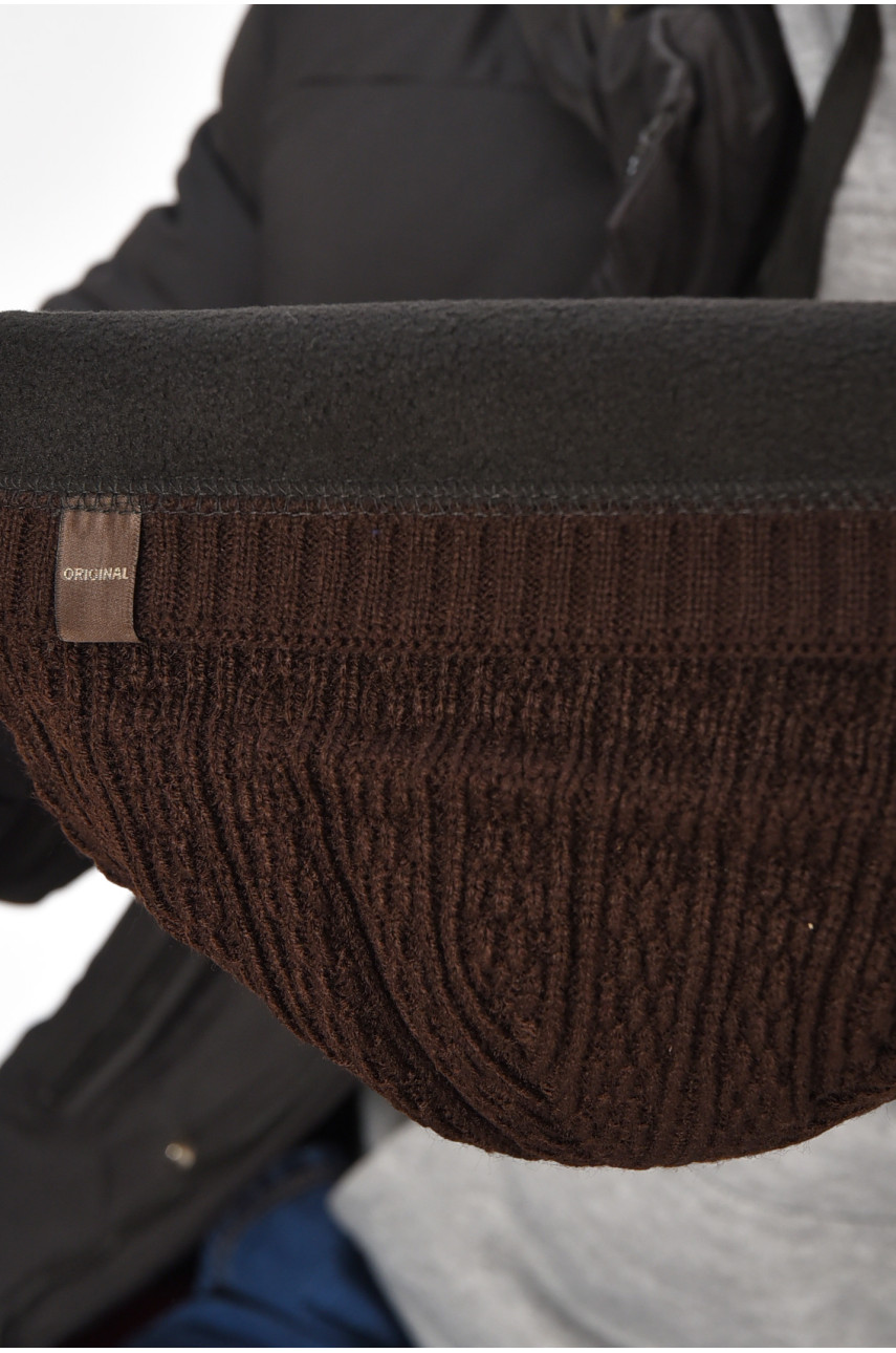 Шапка мужская на флисе коричневого цвета 3020 208090