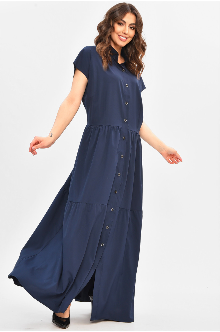 Платье женское однотонное темно-синего цвета 8313 208093