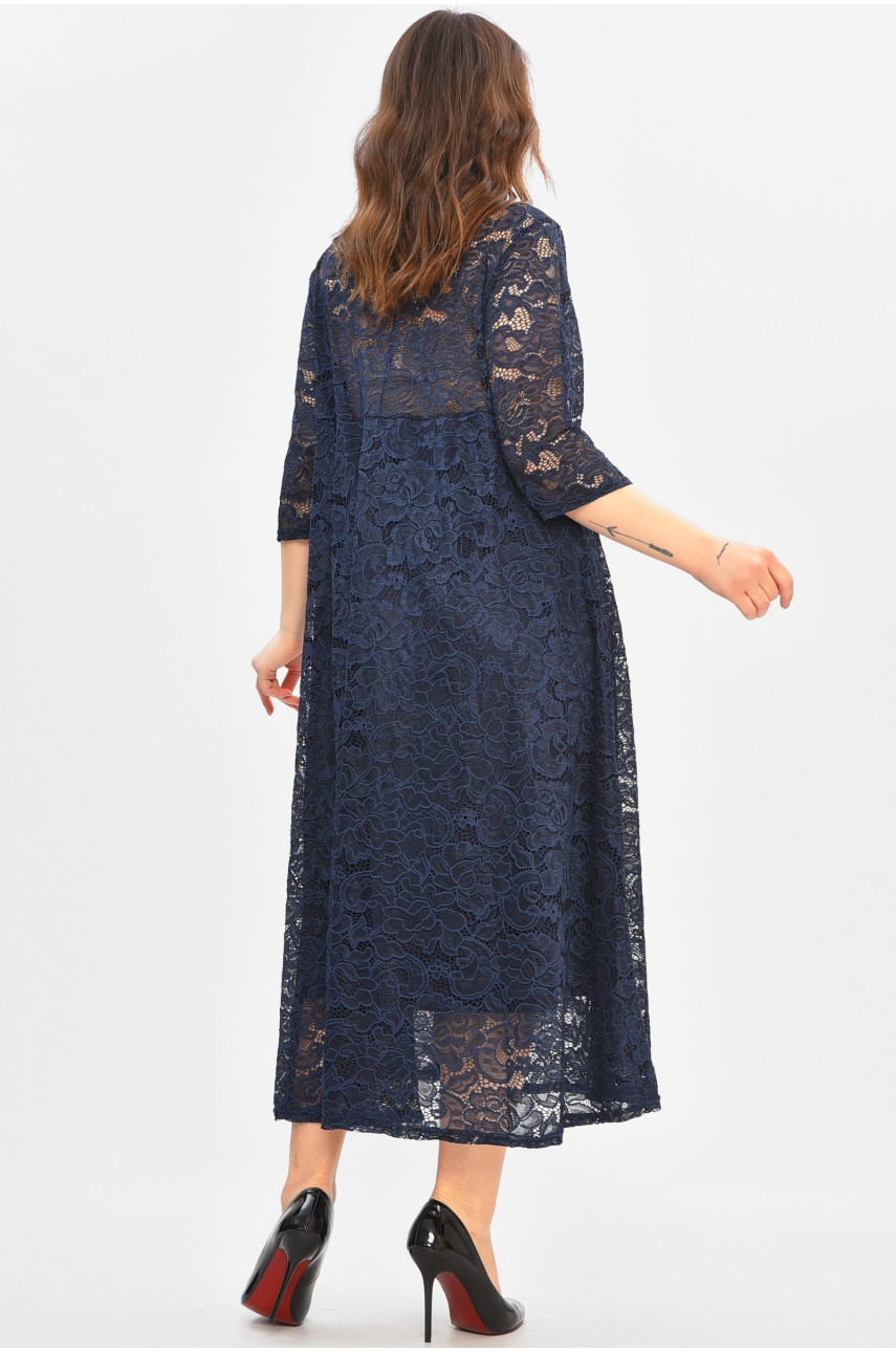 Платье женское однотонное темно-синего цвета 8136 208096