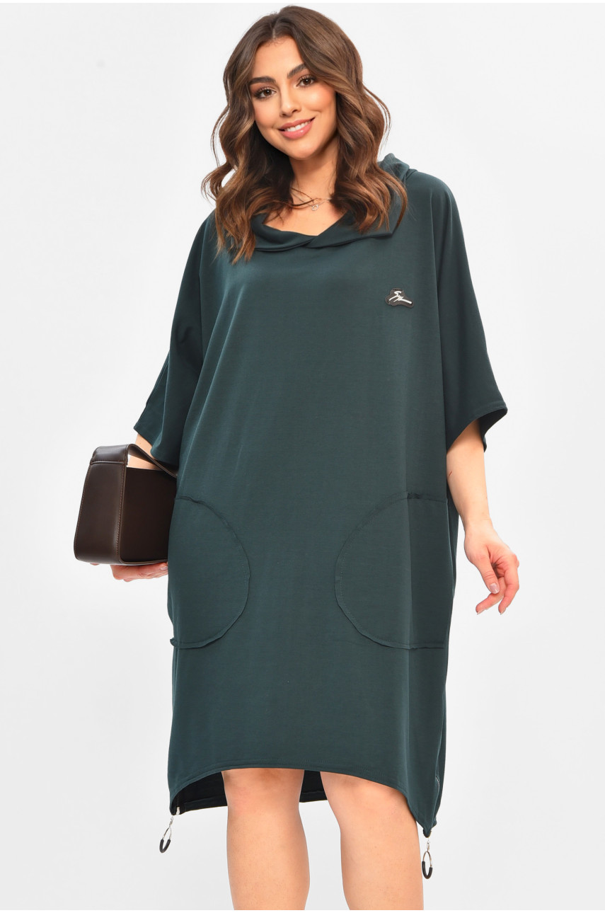 Платье женское полубатальное темно-зеленого цвета 8236 208098