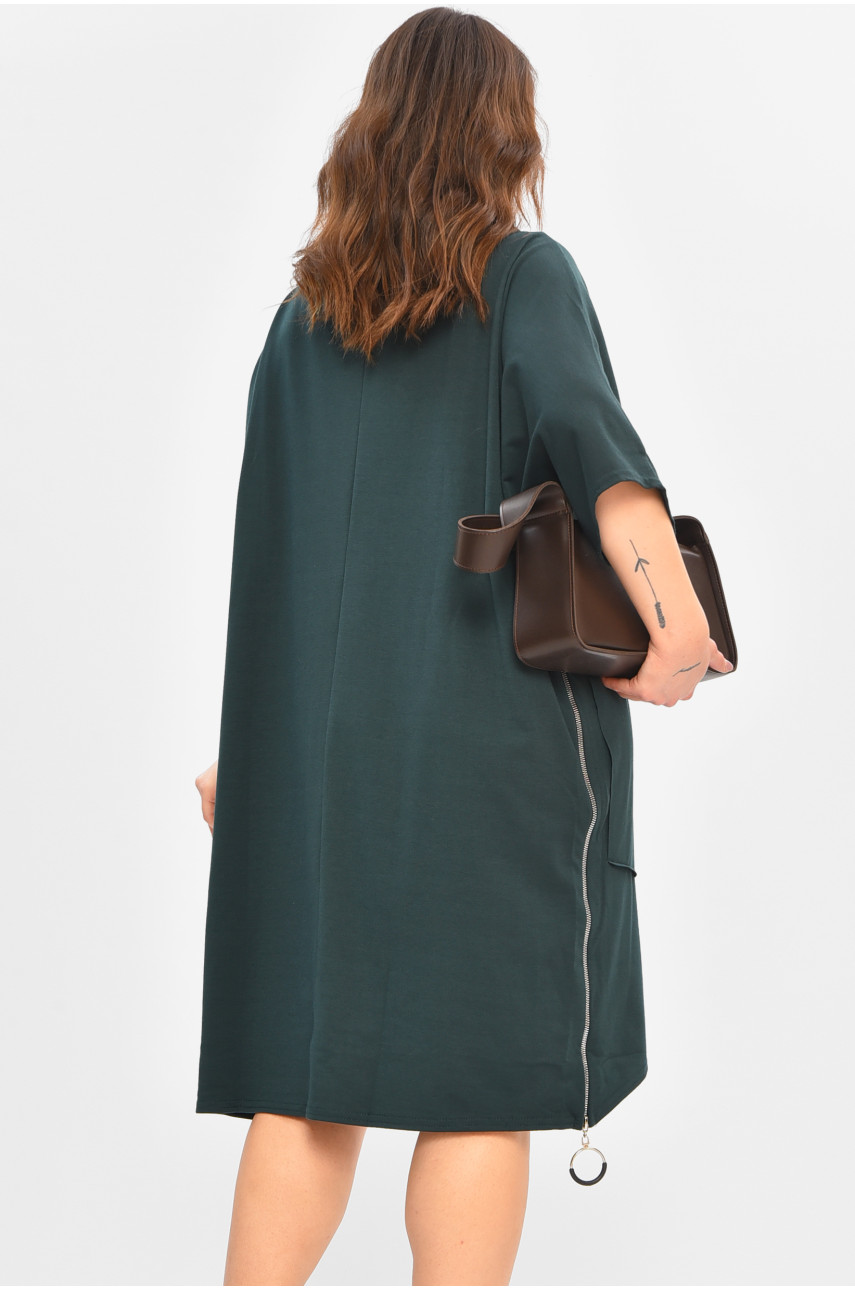 Платье женское полубатальное темно-зеленого цвета 8236 208098 Платье женское полубатальное темно-зеленого цвета 8236 208098