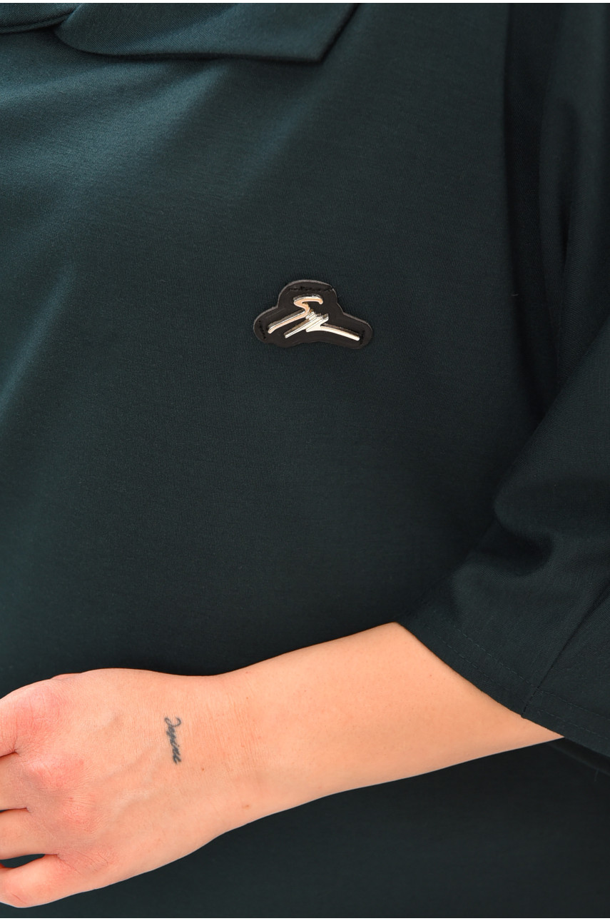 Платье женское полубатальное темно-зеленого цвета 8236 208098 Платье женское полубатальное темно-зеленого цвета 8236 208098