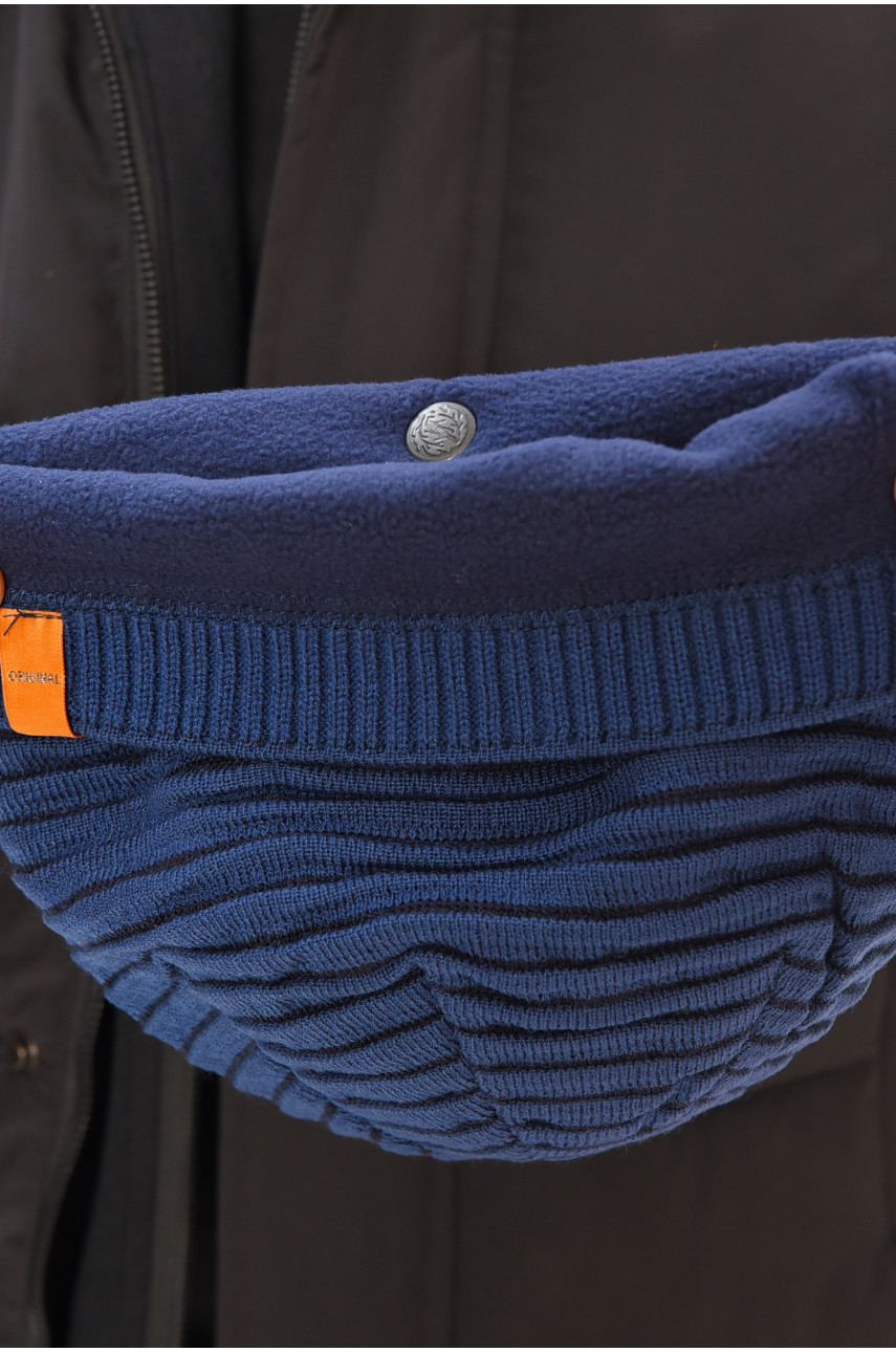 Шапка мужская на флисе синего цвета 3044 208106