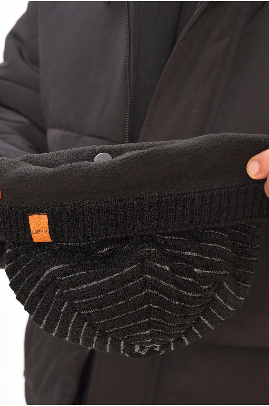 Шапка мужская на флисе черного цвета 3044 208108