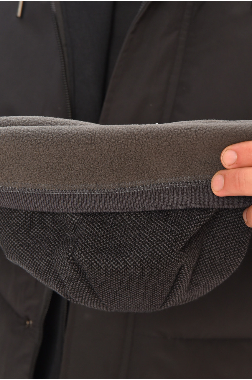 Шапка мужская на флисе темно-серого цвета 3068 208110