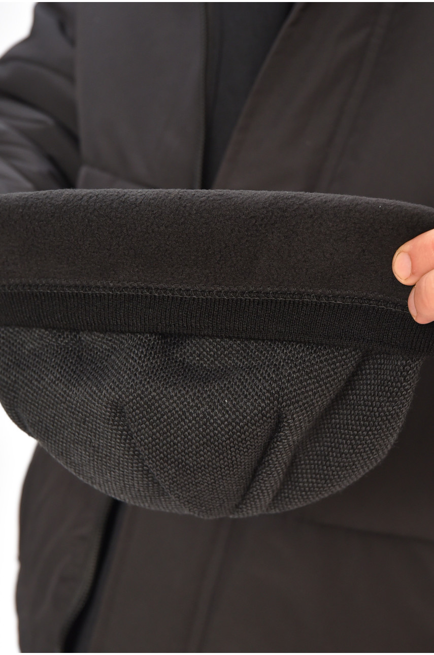 Шапка мужская на флисе черного цвета 3068 208111