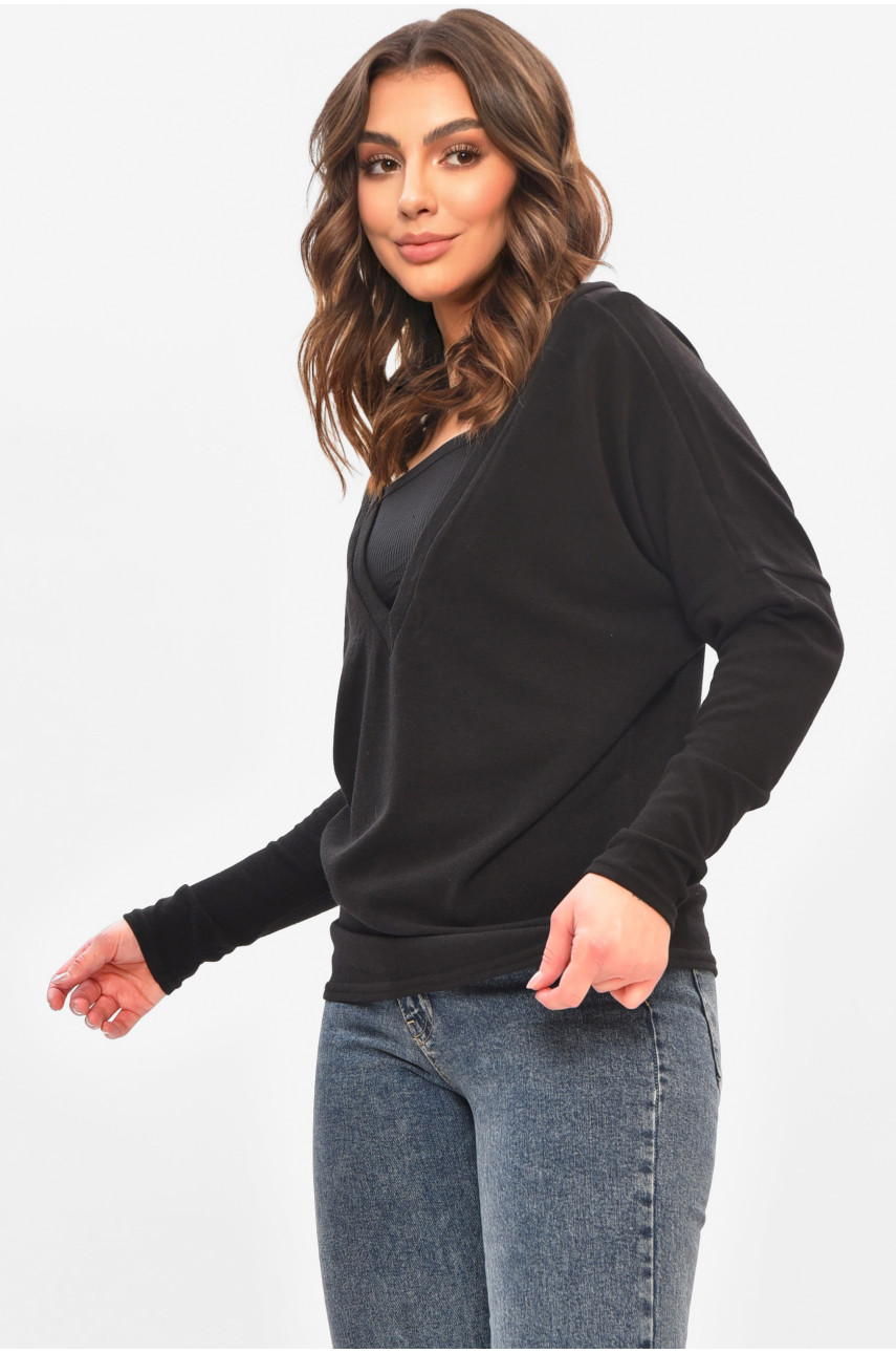 Кофта женская однотонная черного цвета 208127