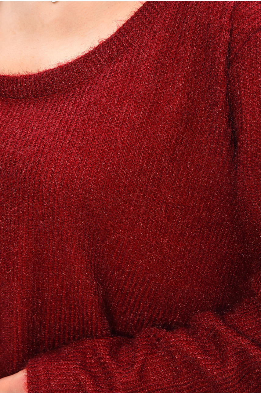 Кофта жіноча однотонна полубатальная бордового цвета 208128