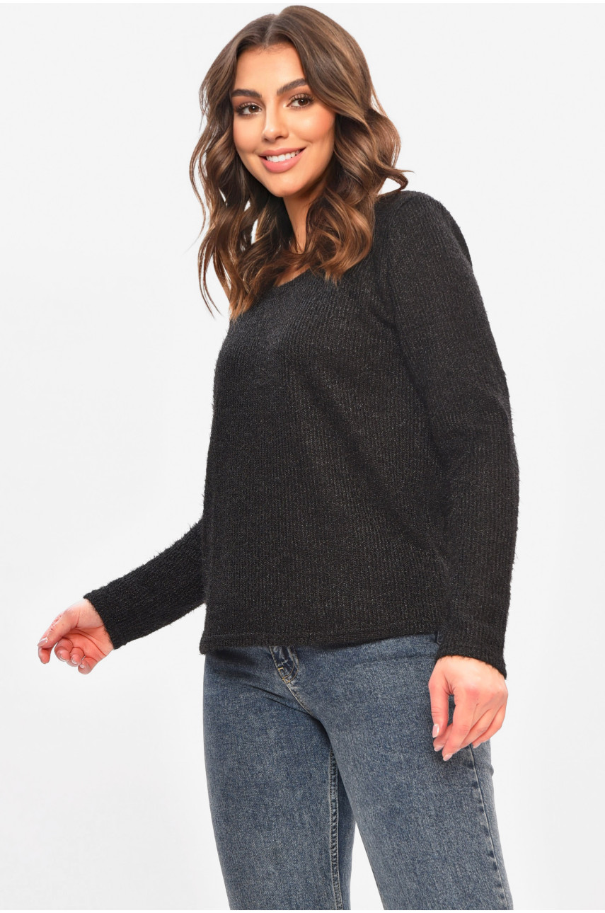 Кофта жіноча однотонна черного цвета 208129