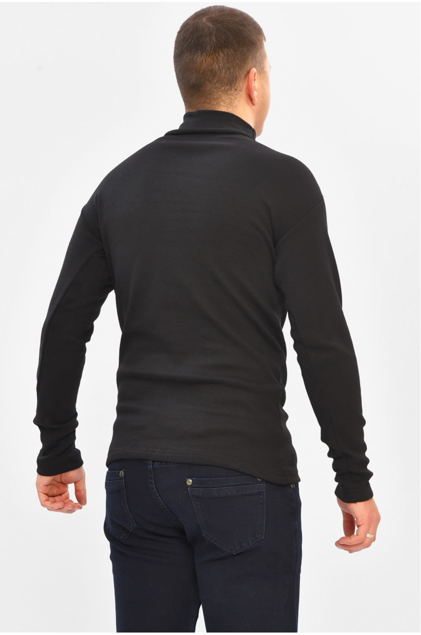 Гольф мужской однотонный на флисе черного цвета 1851 208135