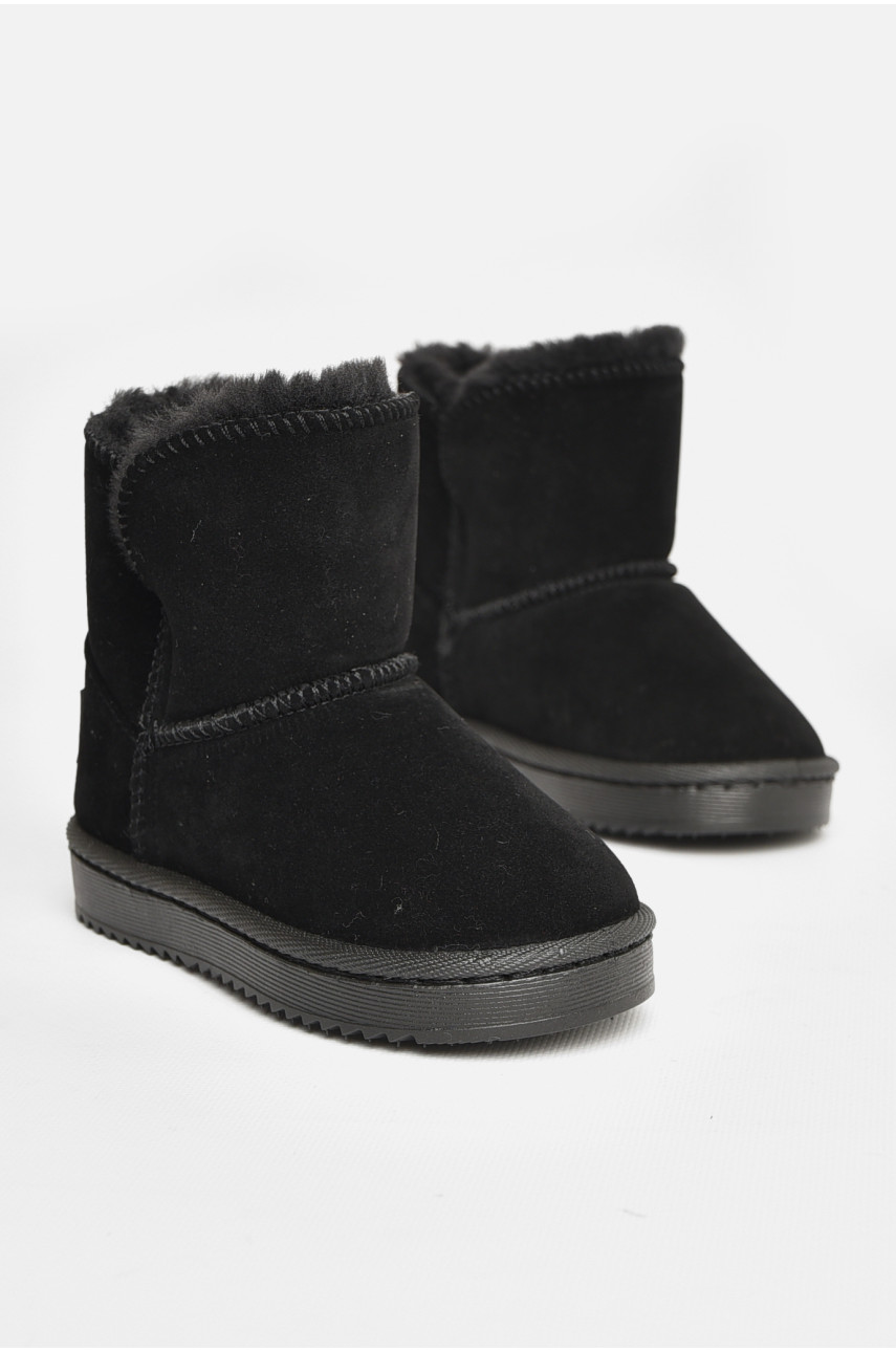 Угги детские для девочки искуственная замша черного цвета А-303 208141