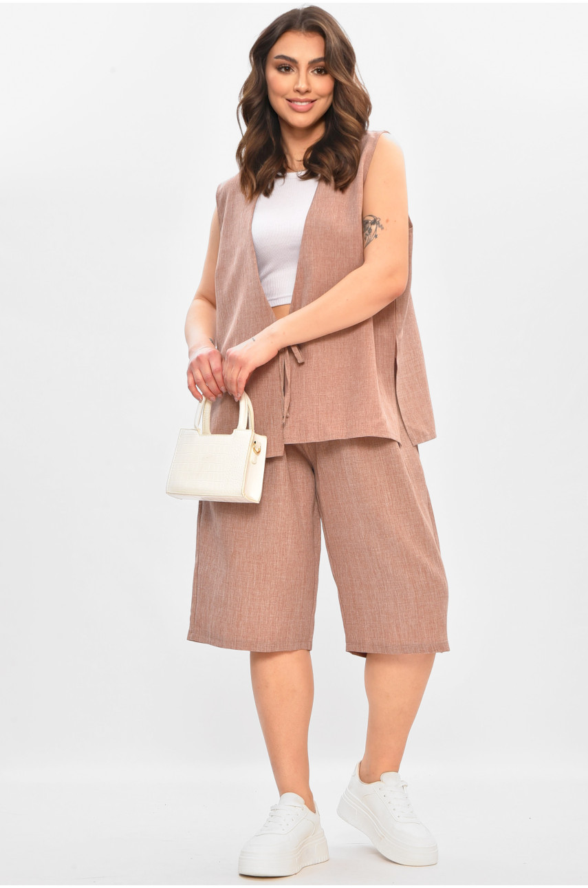 Костюм женский однотонный светло-коричневого цвета 49970 208144