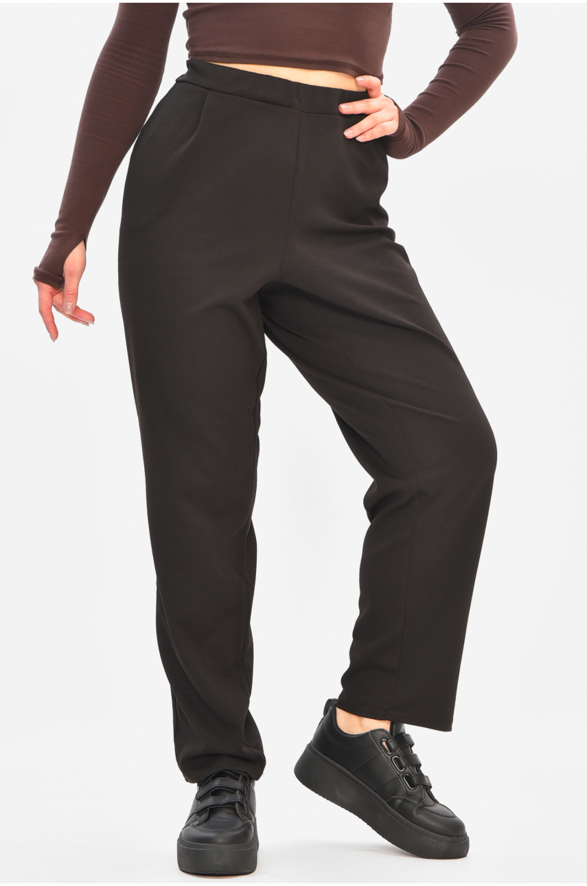 Штаны женские однотонные полубатальные черного цвета 8353 208157
