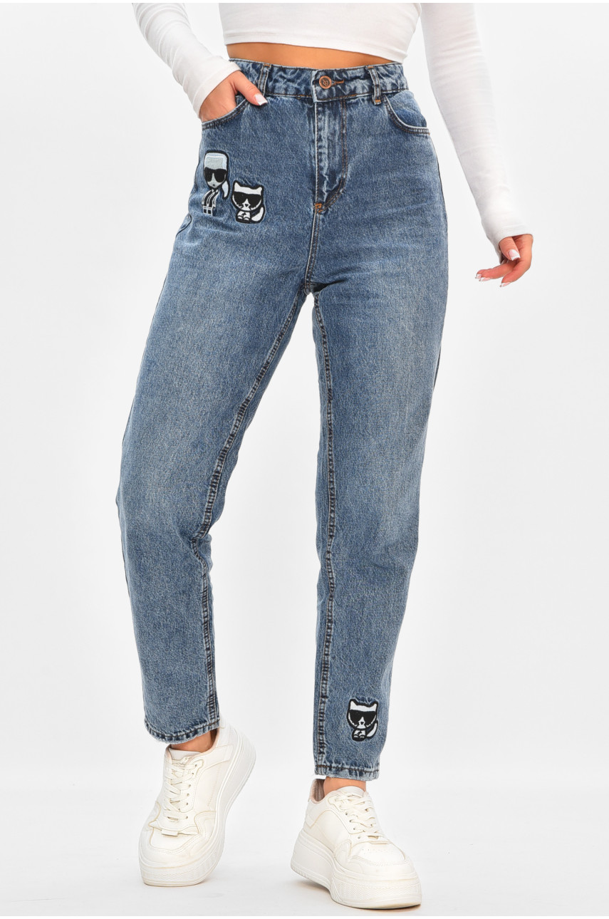 Джинсы женские однотонные синего цвета 19-152 208161