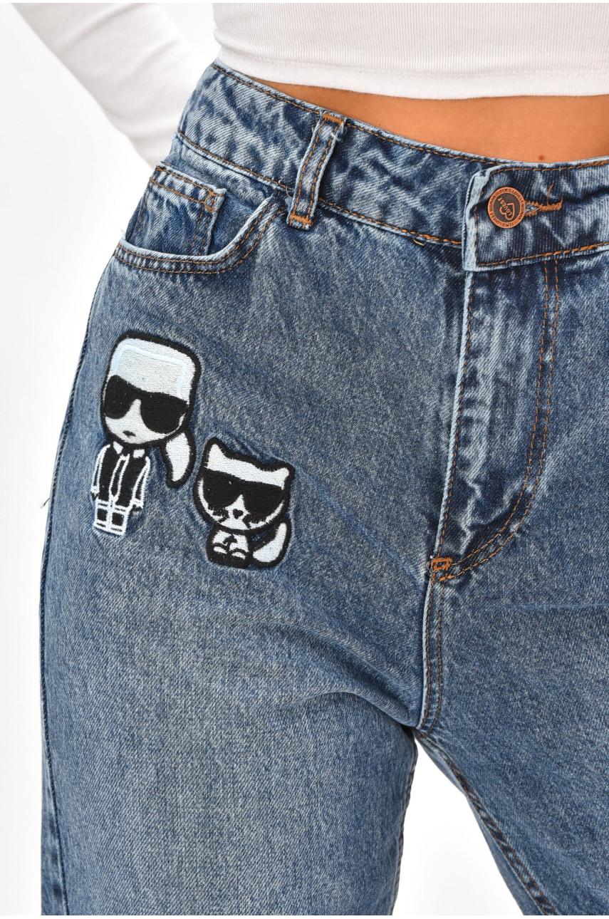 Джинсы женские однотонные синего цвета 19-152 208161