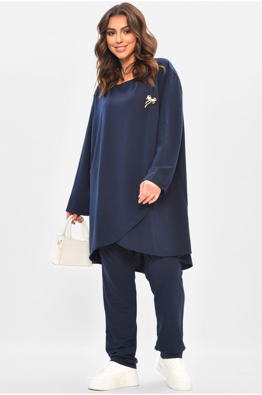 Костюм женский однотонный тёмно-синего цвета 208165