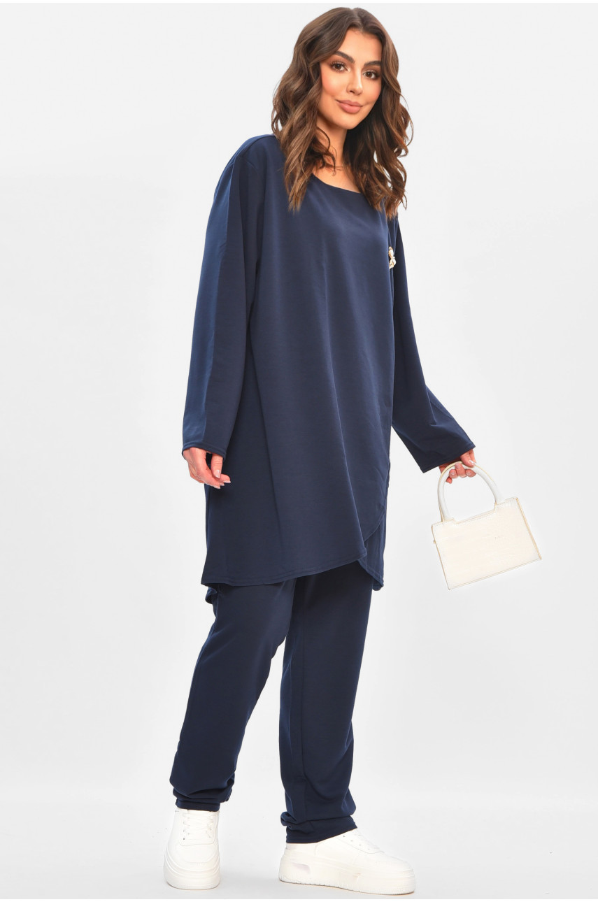 Костюм женский однотонный тёмно-синего цвета 208165