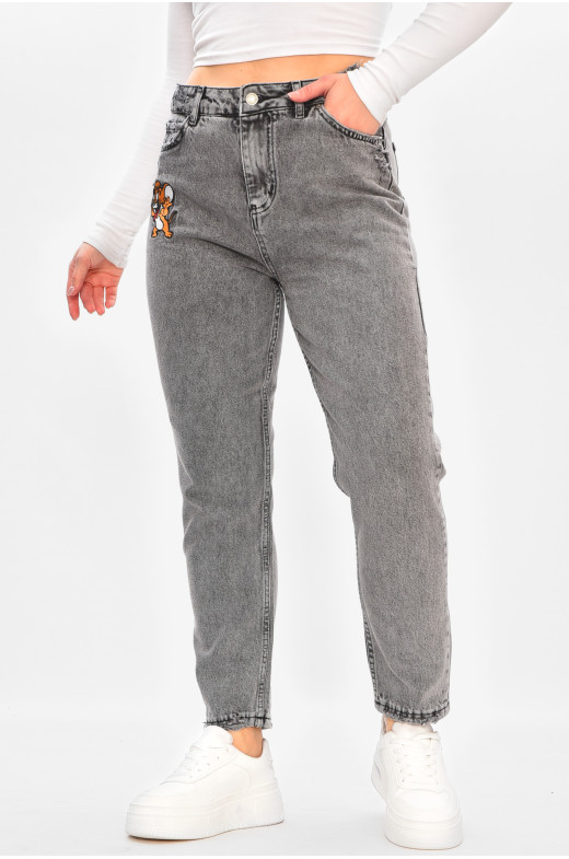 Джинсы женские однотонные серого цвета 334 208166