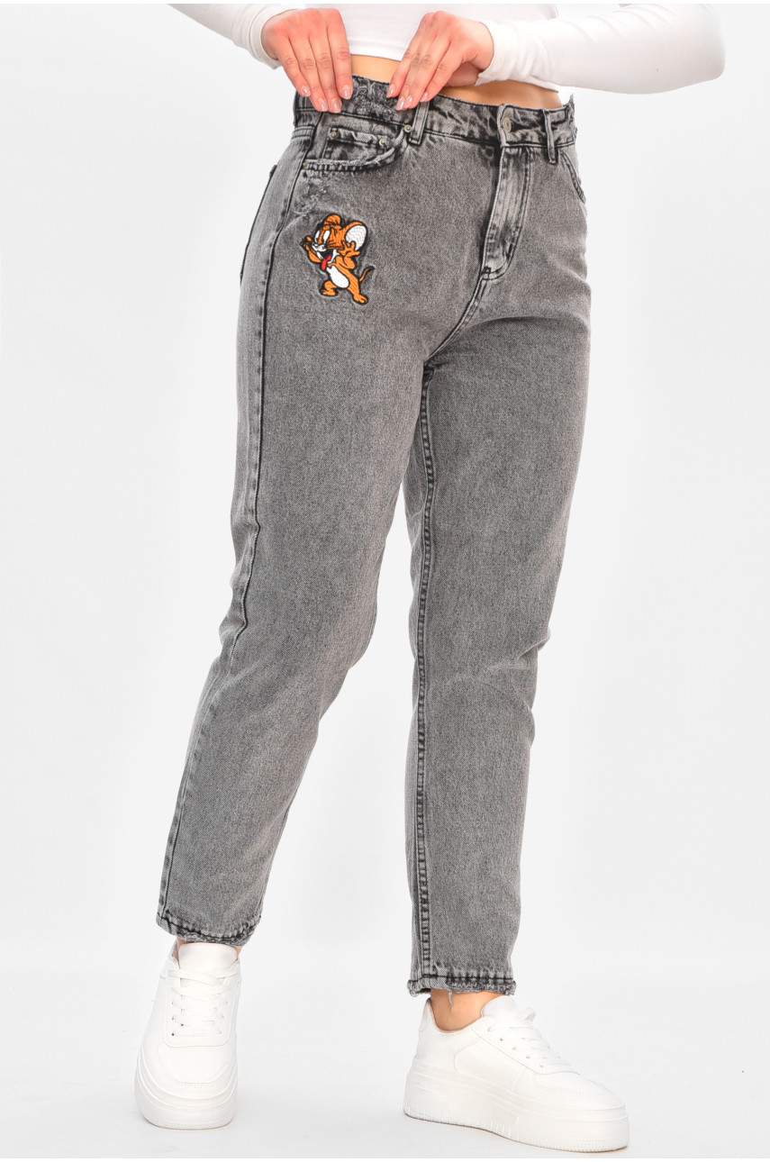 Джинсы женские однотонные серого цвета 334 208166