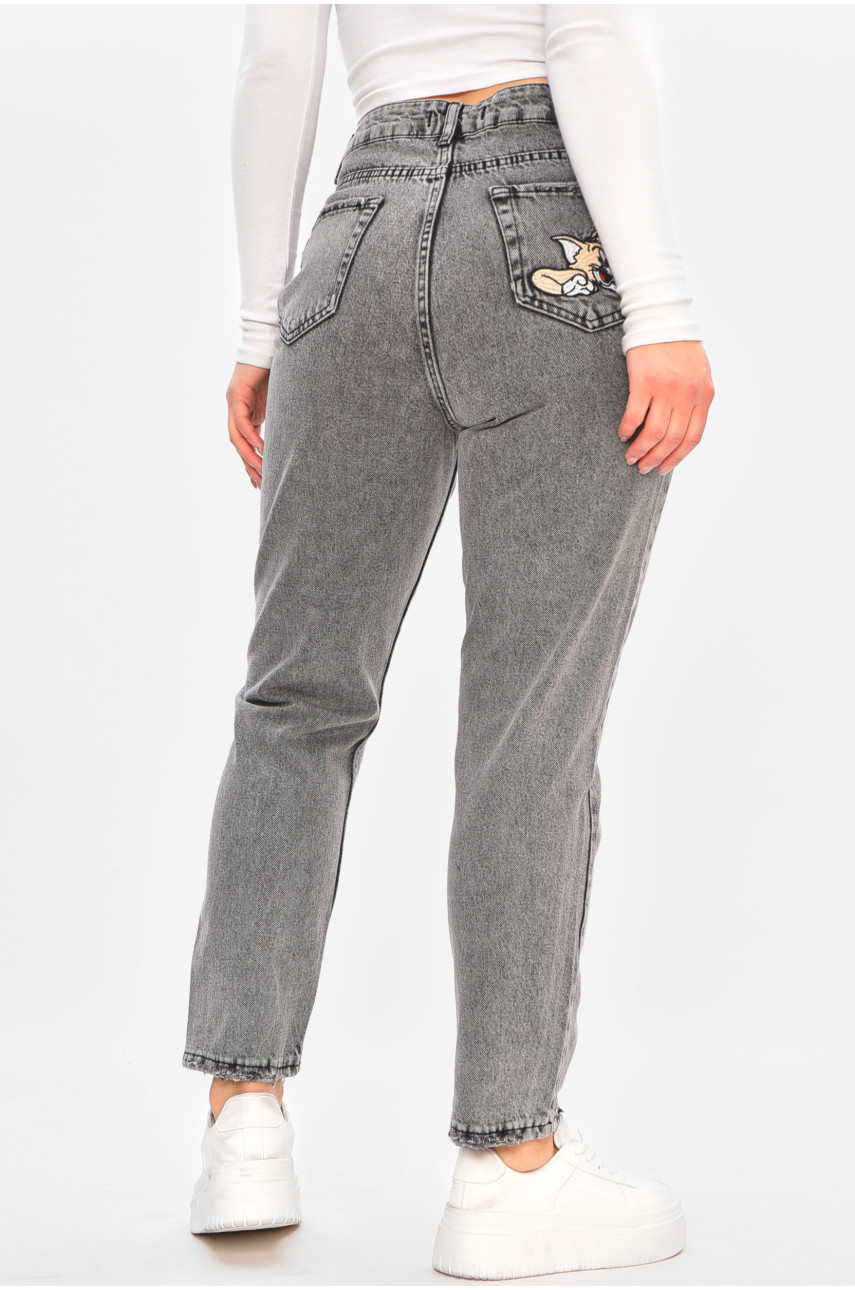Джинсы женские однотонные серого цвета 334 208166