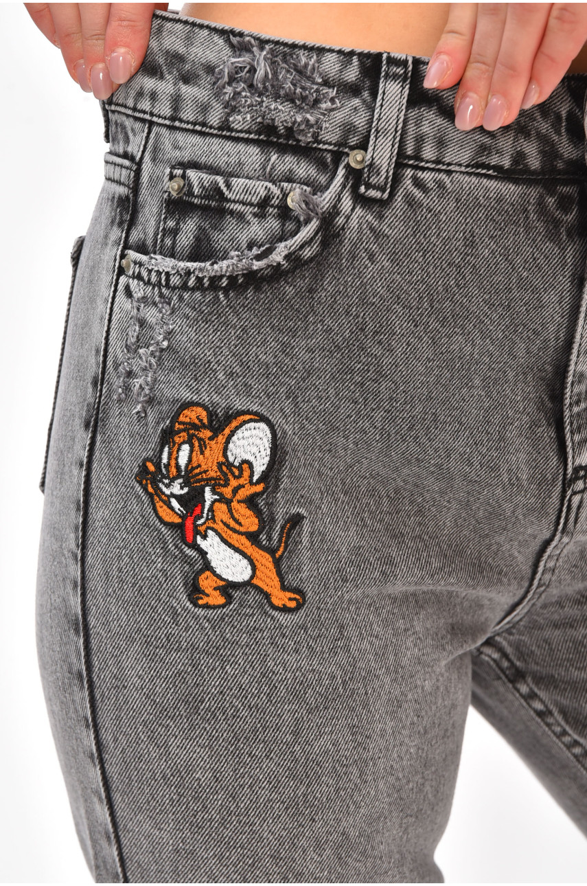 Джинсы женские однотонные серого цвета 334 208166