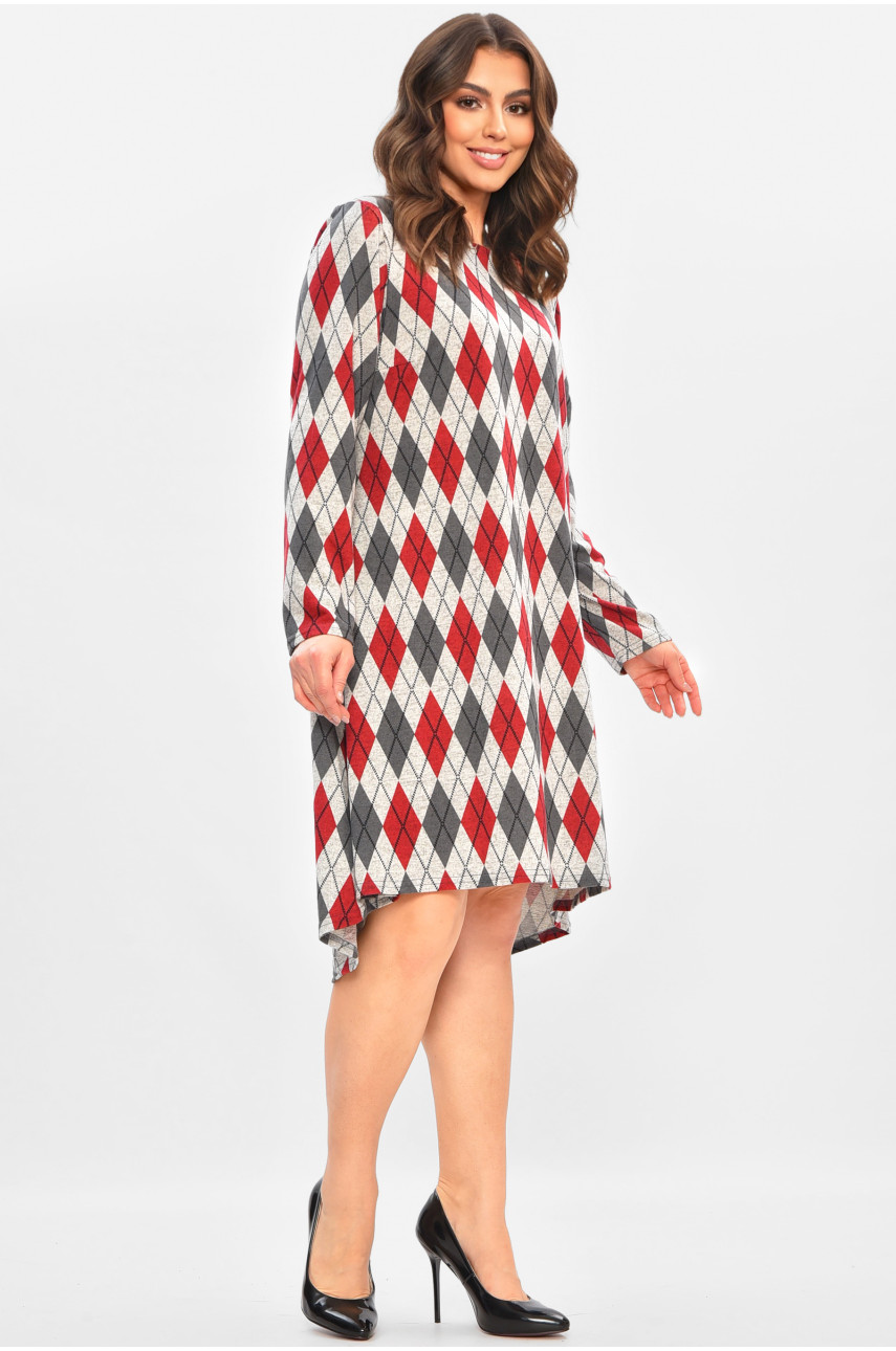 Платье женское серого цвета с принтом 8086 208172