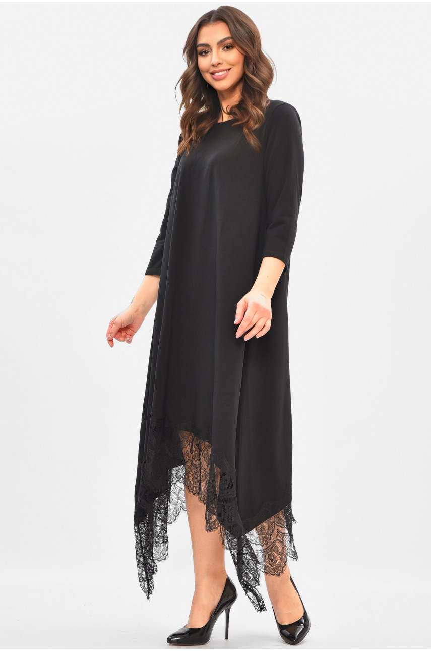 Платье женское однотонное черного цвета 8206 208175