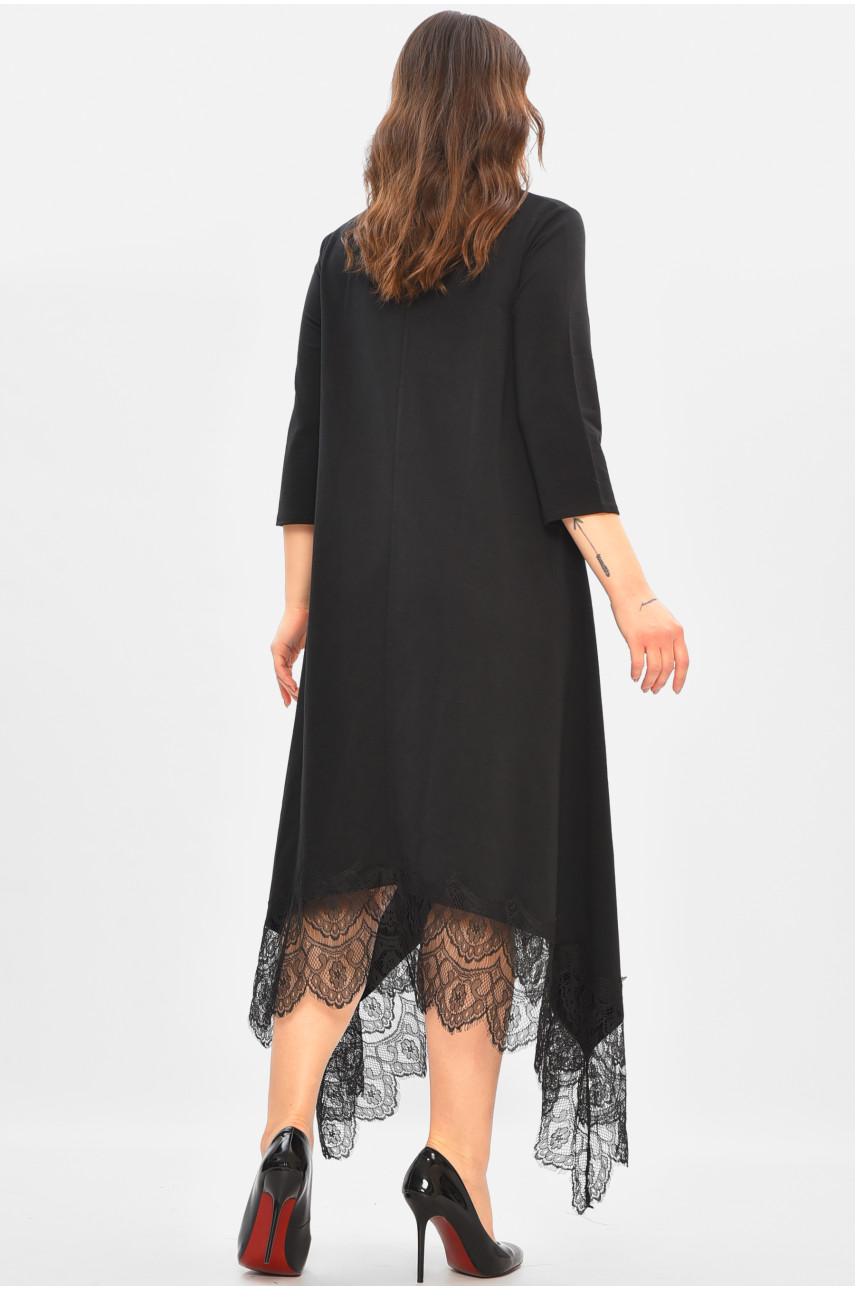 Платье женское однотонное черного цвета 8206 208175 Платье женское однотонное черного цвета 8206 208175